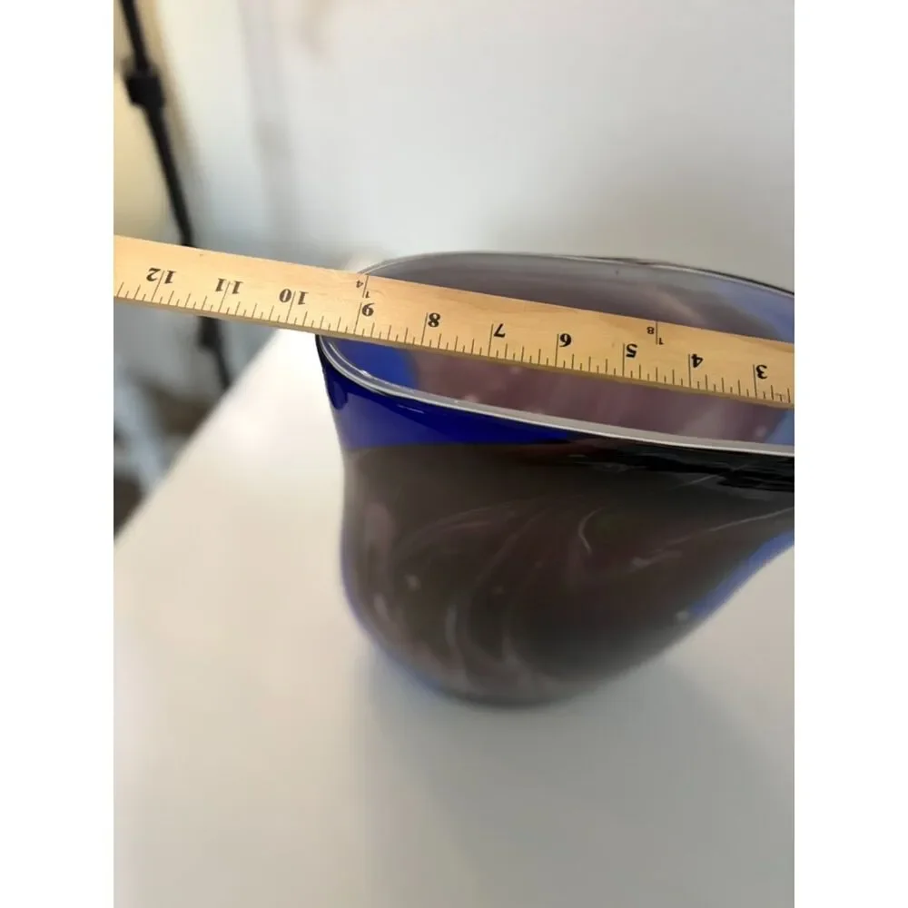vtg.  Murano Sommerso glass vase in blue and purple swirl